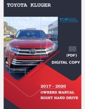 TOYOTA KLUGER 2017 2018 2019 & 2020 OWNERS MANUAL
